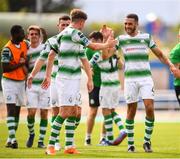 22 July 2018; Roberto Lopes, right, celebrates with his Shamrock Rovers team-mate Ronan Finn following the SSE Airtricity League Premier Division match between Waterford and Shamrock Rovers at the RSC in Waterford. Photo by Stephen McCarthy/Sportsfile