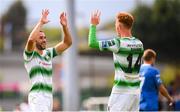 22 July 2018; Roberto Lopes, left, and Gary Shaw of Shamrock Rovers celebrate following the SSE Airtricity League Premier Division match between Waterford and Shamrock Rovers at the RSC in Waterford. Photo by Stephen McCarthy/Sportsfile
