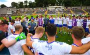 22 July 2018; Monaghan manager Malachy O'Rourke speaks to his team following their draw in the GAA Football All-Ireland Senior Championship Quarter-Final Group 1 Phase 2 match between Monaghan and Kerry at St Tiernach's Park in Clones, Monaghan. Photo by Ramsey Cardy/Sportsfile
