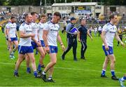 22 July 2018; Monaghan players, from left, Vinny Corey, Niall Kearns and Fintan Kelly leave the pitch after the GAA Football All-Ireland Senior Championship Quarter-Final Group 1 Phase 2 match between Monaghan and Kerry at St Tiernach's Park in Clones, Monaghan. Photo by Brendan Moran/Sportsfile
