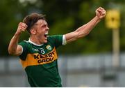 22 July 2018; David Clifford of Kerry celebrates after scoring his side's first goal during the GAA Football All-Ireland Senior Championship Quarter-Final Group 1 Phase 2 match between Monaghan and Kerry at St Tiernach's Park in Clones, Monaghan. Photo by Philip Fitzpatrick/Sportsfile