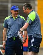22 July 2018; Monaghan manager Malachy O'Rourke, left, and Monaghan County Secretary Francis Ward during the final moments of the GAA Football All-Ireland Senior Championship Quarter-Final Group 1 Phase 2 match between Monaghan and Kerry at St Tiernach's Park in Clones, Monaghan. Photo by Brendan Moran/Sportsfile