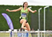 22 July 2018; Deirdre Murray from Na Fianna A.C. Co Meath on her way to winning the girls under-19 400m hurdles during Irish Life Health National T&F Juvenile Day 3 at Tullamore Harriers Stadium in Tullamore, Co Offaly. Photo by Matt Browne/Sportsfile