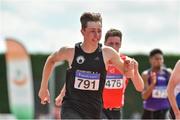 22 July 2018; Shane Monagle from Tramore A.C. Co Waterford on his way to winning the boys under-19 200m  during Irish Life Health National T&F Juvenile Day 3 at Tullamore Harriers Stadium in Tullamore, Co Offaly. Photo by Matt Browne/Sportsfile