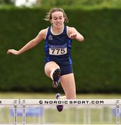 22 July 2018; Miriam Daly from Carrick on Suir A.C. Co Tipperary on her way to winning the girls under-18 400m hurdles during Irish Life Health National T&F Juvenile Day 3 at Tullamore Harriers Stadium in Tullamore, Co Offaly. Photo by Matt Browne/Sportsfile