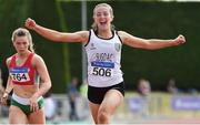 22 July 2018; Lauren Cadden from Sligo A.C. celebrates after she won the girls under-19 200m in a championship best time of 24.48 during Irish Life Health National T&F Juvenile Day 3 at Tullamore Harriers Stadium in Tullamore, Co Offaly. Photo by Matt Browne/Sportsfile