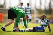 22 July 2018; Ethan Boyle of Shamrock Rovers is treated by Shamrock Rovers physiotherapist Tony McCarthy during the SSE Airtricity League Premier Division match between Waterford and Shamrock Rovers at the RSC in Waterford. Photo by Stephen McCarthy/Sportsfile
