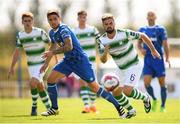 22 July 2018; Greg Bolger of Shamrock Rovers in action against Gavan Holohan of Waterford during the SSE Airtricity League Premier Division match between Waterford and Shamrock Rovers at the RSC in Waterford. Photo by Stephen McCarthy/Sportsfile