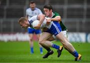 22 July 2018; Colin Walshe of Monaghan is tackled by Stephen O’Brien of Kerry during the GAA Football All-Ireland Senior Championship Quarter-Final Group 1 Phase 2 match between Monaghan and Kerry at St Tiernach's Park in Clones, Monaghan. Photo by Brendan Moran/Sportsfile