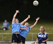 21 July 2018;  Martha Byrne and Kate Fitzgibbon of Dublin in action against Catriona Smith of Cavan during the TG4 All-Ireland Senior Championship Group 4 Round 2 match between Cavan and Dublin at Lannleire GFC in Dunleer, Co. Louth. Photo by Oliver McVeigh/Sportsfile