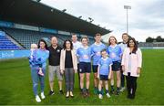 24 July 2018; AIG Insurance has today announced a Dublin GAA jersey takeover, children’s charity Aoibheann’s Pink Tie’s logo will appear on the Dublin GAA jerseys for an upcoming football, ladies football and camogie fixture this summer. Attendees, from left, Lorraine Goves with her daughter Evie, age 2, who benefited from the childrens charity Aoibheanns Pink Tie, Mick Rochford, Co-Founder of Aoibheann's Pink Tie, Rebecca Claffey, AIG Representative, John Groves, Dublin players, Doireann Mullany, John Small, Ciara Trant, Sean Groves, age 8, Tomas Quinn, Dublin GAA Representative and Naomi Sabherwal, AIG Representative at the Aoibheann’s Pink Tie Dublin GAA jersey takeover in Parnell Park. Photo by David Fitzgerald/Sportsfile