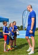 25 July 2018; Leinster's Devin Toner talks with camp participants during the Bank of Ireland Leinster Rugby Summer Camp at Cill Dara RFC in Kildare. Photo by Seb Daly/Sportsfile