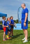 25 July 2018; Leinster's Devin Toner talks with camp participants during the Bank of Ireland Leinster Rugby Summer Camp at Cill Dara RFC in Kildare. Photo by Seb Daly/Sportsfile