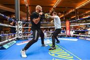 25 July 2018; Katie Taylor and her trainer Ross Enamait during a public workout event at Westfield Stratford City prior to her WBA & IBF World Lightweight Championship defense against Kimberly Connor in London. Photo by Stephen McCarthy/Sportsfile