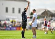 22 July 2018; Neil Flynn of Kildare is shown a yellow card by referee Seán Hurson during the GAA Football All-Ireland Senior Championship Quarter-Final Group 1 Phase 2 match between Kildare and Galway at St Conleth's Park in Newbridge, Co Kildare. Photo by Sam Barnes/Sportsfile