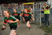 25 July 2018; Mayo substitutes including Aoife Meehan, Ilana Phillips, and Briana Fallon run on to celebrate with team-mates after the All-Ireland Ladies Football U16 B Championship Final between Laois and Mayo at Duggan Park in Ballinasloe, Co. Galway. Photo by Diarmuid Greene/Sportsfile