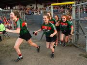 25 July 2018; Mayo substitutes including Anna Lyons, Aoife Meehan, and Briana Fallon run on to celebrate with team-mates after the All-Ireland Ladies Football U16 B Championship Final between Laois and Mayo at Duggan Park in Ballinasloe, Co. Galway. Photo by Diarmuid Greene/Sportsfile
