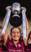 25 July 2018; Galway captain Hannah Noone lifts the cup after the All-Ireland Ladies Football U16 A Championship Final match between Galway and Kerry at St Michael's Park in Toomevara, Tipperary. Photo by Piaras Ó Mídheach/Sportsfile