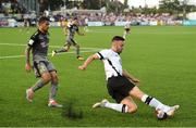 26 July 2018; Michael Duffy of Dundalk in action against Igor Silva of AEK Larnaca during the UEFA Europa League 2nd Qualifying Round First Leg match between Dundalk and AEK Larnaca at Oriel Park in Dundalk, Co Louth. Photo by David Fitzgerald/Sportsfile