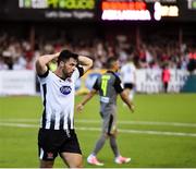 26 July 2018; Patrick Hoban of Dundalk reacts following a shot on goal during the UEFA Europa League 2nd Qualifying Round First Leg match between Dundalk and AEK Larnaca at Oriel Park in Dundalk, Co. Louth. Photo by Seb Daly/Sportsfile