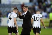 26 July 2018; Dundalk manager Stephen Kenny applauds supporters following the UEFA Europa League 2nd Qualifying Round First Leg match between Dundalk and AEK Larnaca at Oriel Park in Dundalk, Co. Louth. Photo by David Fitzgerald/Sportsfile