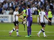 26 July 2018; Patrick Hoban of Dundalk shakes hands with Toño Ramírez of AEK Larnaca following the UEFA Europa League 2nd Qualifying Round First Leg match between Dundalk and AEK Larnaca at Oriel Park in Dundalk, Co. Louth. Photo by David Fitzgerald/Sportsfile
