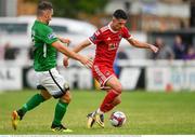 27 July 2018; Shane Griffin of Cork City in action against Sean Harding of Bray Wanderers during the SSE Airtricity League Premier Division match between Bray Wanderers and Cork City at the Carlisle Grounds in Bray, Co Wicklow. Photo by Piaras Ó Mídheach/Sportsfile