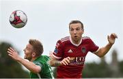 27 July 2018; Karl Sheppard of Cork City in action against Conor Kenna of Bray Wanderers during the SSE Airtricity League Premier Division match between Bray Wanderers and Cork City at the Carlisle Grounds in Bray, Co Wicklow. Photo by Piaras Ó Mídheach/Sportsfile