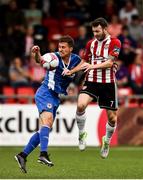 27 July 2018; Jamie McDonagh of Derry City in action against Jake Keegan of St Patrick's Athletic  during the SSE Airtricity League Pemier Division match between Derry City and St Patrick's Athletic at the Brandywell in Derry. Photo by Oliver McVeigh/Sportsfile