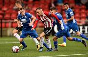 27 July 2018; Rory Hale of Derry City  in action against Simon Madden and Darragh Markey of St Patrick's Athletic  during the SSE Airtricity League Premier Division match between Derry City and St Patrick's Athletic at the Brandywell in Derry. Photo by Oliver McVeigh/Sportsfile