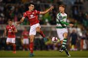 27 July 2018; John Mahon of Sligo Rovers in action against Gary Shaw of Shamrock Rovers during the SSE Airtricity League Premier Division match between Shamrock Rovers and Sligo Rovers at Tallaght Stadium in Tallaght, Co Dublin. Photo by Harry Murphy/Sportsfile