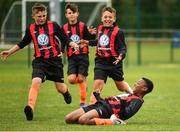 28 July 2018; Mark Tarzan of St Kevin's celebrates after scoring his side's second goal against Evergreen, during Ireland's premier underaged soccer tournament, the Volkswagen Junior Masters. The competition sees U13 teams from around Ireland compete for the title and a €2,500 prize for their club, over the days of July 28th and 29th, at AUL Complex in Dublin. Photo by Seb Daly/Sportsfile