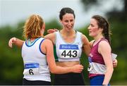 28 July 2018; Athletes from left, Kate Veale of West Waterford A.C., Co. Waterford, Maeve Curley of Craughwell A.C., Co. Galway, and Sarah Glennon of Mullingar Harriers A.C., Co. Westmeath, after competiting in the Senior Womens 5k Walk event during the Irish Life Health National Senior T&F Championships Day 1 at Morton Stadium in Santry, Dublin. Photo by Sam Barnes/Sportsfile