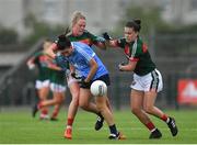 28 July 2018; Siobhán McGrath of Dublin is tackled by Fiona Doherty and Kathryn Sullivan of Mayo during the TG4 All-Ireland Ladies Football Senior Championship qualifier Group 1 Round 3 match between Dublin and Mayo at Dr Hyde Park in Roscommon. Photo by Brendan Moran/Sportsfile