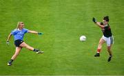 28 July 2018; Carla Rowe of Dublin in action against Kathryn Sullivan of Mayo during the TG4 All-Ireland Ladies Football Senior Championship qualifier Group 1 Round 3 match between Dublin and Mayo at Dr Hyde Park in Roscommon. Photo by Brendan Moran/Sportsfile