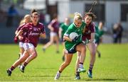 28 July 2018; Fiona Claffey of Westmeath in action against Leanne Coen of Galway during the TG4 All-Ireland Ladies Football Senior Championship qualifier Group 3 Round 3 match between Westmeath and Galway at Duggan Park in Ballinasloe, Galway. Photo by Harry Murphy/Sportsfile
