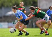 28 July 2018; Lyndsey Davey of Dublin in action against Rebecca O'Malley of Mayo during the TG4 All-Ireland Ladies Football Senior Championship qualifier Group 1 Round 3 match between Dublin and Mayo at Dr Hyde Park in Roscommon. Photo by Brendan Moran/Sportsfile