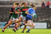 28 July 2018; Lucy Collins of Dublin in action against Danielle Caldwell of Mayo during the TG4 All-Ireland Ladies Football Senior Championship qualifier Group 1 Round 3 match between Dublin and Mayo at Dr Hyde Park in Roscommon. Photo by Brendan Moran/Sportsfile