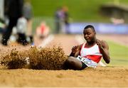 28 July 2018; Henrique Nkolovata of Galway City Harriers A.C., Co. Galway, competing in the Senior Men Triple Jump event during the Irish Life Health National Senior T&F Championships Day 1 at Morton Stadium in Santry, Dublin. Photo by Sam Barnes/Sportsfile