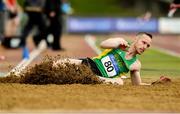 28 July 2018; Denis Finnegan of An Riocht A.C., Co. Kerry, competing in the Senior Men Triple Jump event during the Irish Life Health National Senior T&F Championships Day 1 at Morton Stadium in Santry, Dublin. Photo by Sam Barnes/Sportsfile