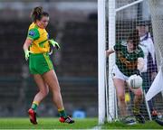 28 July 2018; Eilis Lynch of Kerry can't prevent the ball going over the line for a goal scored by Eilish Ward of Donegal, left, during the TG4 All-Ireland Ladies Football Senior Championship qualifier Group 1 Round 3 match between Kerry and Donegal at Dr Hyde Park in Roscommon. Photo by Brendan Moran/Sportsfile