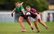 28 July 2018; Emma Reaney of Galway in action against Jennifer Rogers of Westmeath during the TG4 All-Ireland Ladies Football Senior Championship qualifier Group 3 Round 3 match between Westmeath and Galway at Duggan Park in Ballinasloe, Galway. Photo by Harry Murphy/Sportsfile
