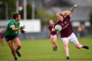 28 July 2018; Louise Ward of Galway in action against Lucy Power of Westmeath during the TG4 All-Ireland Ladies Football Senior Championship qualifier Group 3 Round 3 match between Westmeath and Galway at Duggan Park in Ballinasloe, Galway. Photo by Harry Murphy/Sportsfile