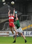28 July 2018; Niall Doyle of Derry in action against Adam Reilly of Meath during the Electric Ireland GAA Football All-Ireland Minor Championship Quarter-Final match between Meath and Derry at the Athletic Grounds in Armagh. Photo by Oliver McVeigh/Sportsfile