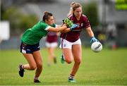 28 July 2018; Mairéad Seoighe of Galway in action against Lucy Power of Westmeath during the TG4 All-Ireland Ladies Football Senior Championship qualifier Group 3 Round 3 match between Westmeath and Galway at Duggan Park in Ballinasloe, Galway. Photo by Harry Murphy/Sportsfile