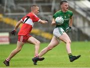 28 July 2018; Adam Reilly of Meath in action against PJ McAleese of Derry during the Electric Ireland GAA Football All-Ireland Minor Championship Quarter-Final match between Meath and Derry at the Athletic Grounds in Armagh. Photo by Oliver McVeigh/Sportsfile