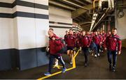 28 July 2018; Galway manager Micheál Donoghue and his side arrive ahead of the GAA Hurling All-Ireland Senior Championship semi-final match between Galway and Clare at Croke Park in Dublin. Photo by Ramsey Cardy/Sportsfile