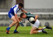 28 July 2018; Jack Cleary of Kildare in action against Loughlinn Power of Monaghan during the Electric Ireland GAA Football All-Ireland Minor Championship Quarter-Final match between Monaghan and Kildare at TEG Cusack Park in Mullingar, Westmeath. Photo by Piaras Ó Mídheach/Sportsfile