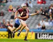 28 July 2018; Donal O'Shea of Galway in action against Finn Murphy of Dublin during the Electric Ireland GAA Hurling All-Ireland Minor Championship Semi-Final match between Dublin and Galway at Croke Park in Dublin. Photo by Ray McManus/Sportsfile