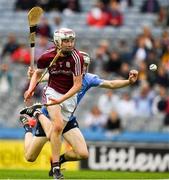 28 July 2018; Donal O'Shea of Galway in action against Finn Murphy of Dublin during the Electric Ireland GAA Hurling All-Ireland Minor Championship Semi-Final match between Dublin and Galway at Croke Park in Dublin. Photo by Ray McManus/Sportsfile